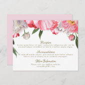 水彩ピンク＆ホワイトの芍薬の花のウェディング エンクロージャーカード (正面/裏面)