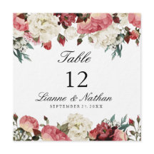 水彩ピンク&ホワイトフローラテーブル+メニューカード