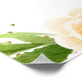 水彩ピンク ミント フラワー ブライダル シャワー ウェルカム ポスター (角)