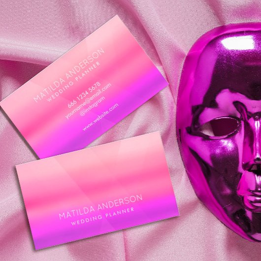 水彩ピンク モダン 名刺