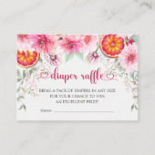 水彩ピンク&柑橘系おむつラッフルベビーシャワー エンクロージャーカード (正面)