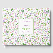 水彩ピンク&紫フローラシグネチャー結婚ズ ゲストブック (正面)