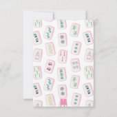 水彩ピンク&緑の麻雀タイルパーソナライズされた サンキューカード (裏面)