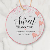 水彩ピンク&赤いハートスウィートサンキューパーティー フェイバータグ (正面)