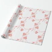水彩ピンク&赤いハートスウィートサンキューパーティー ラッピングペーパー (アンロールド)