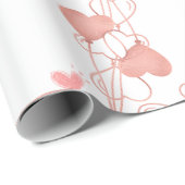 水彩ピンク&赤いハートスウィートサンキューパーティー ラッピングペーパー (ロールコーナー)