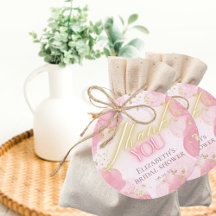 水彩ピンク&金ゴールドグリッターエレガント有難う