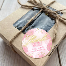 水彩ピンク&金ゴールドグリッターエレガント有難う