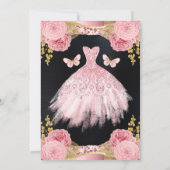 水彩ピンク&金ゴールドグリッタードレスSweet sixteen 招待状 (裏面)