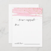 水彩ピンク&金ゴールドスパークルタイムカプセルカード (正面/裏面)