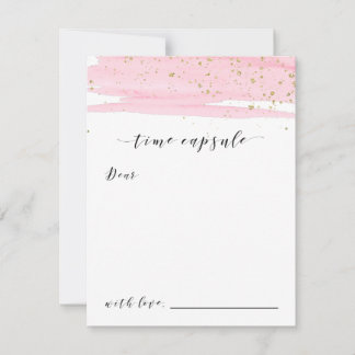 水彩ピンク&金ゴールドスパークルタイムカプセルカード