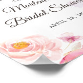 水彩ピンク&金ゴールドフローラブライダルシャワー標識 ポスター (角)