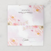 水彩ピンク&金ゴールドフローラ結婚の座席表 プレイスカード (外部開封)