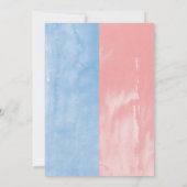 水彩ピンク+青のジェンダーリビールベビーシャワー 招待状 (裏面)