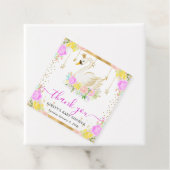 水彩ピンク&黄色の花スワン赤ちゃんシャワー フェイバータグ (インサイチュ)