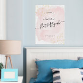 水彩ピンクx金ゴールドバルミツワーへようこそ 箔ポスター (インサイチュ (寝室))