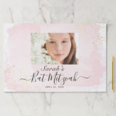 水彩ピンクx金ゴールドバルミツワーフォトランチョンマット ペーパーパッド (インサイチュ)