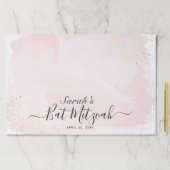 水彩ピンクx金ゴールドバルミツワーランチョンマット ペーパーパッド (インサイチュ)