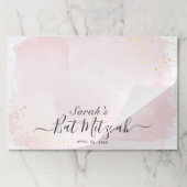 水彩ピンクx金ゴールドバルミツワーランチョンマット ペーパーパッド (折り畳み)