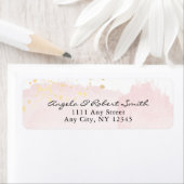 水彩ピンクx金ゴールドモダン差出人住所 ラベル (インサイチュ)