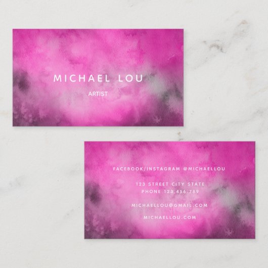 水彩ピン芸術的ク 名刺 (正面/裏面)