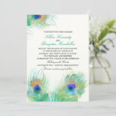 水彩ピーコックの羽根のウェディング 招待状 (スタンド正面)