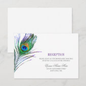 水彩ピーコックの羽根を使った結婚式の披露宴 招待状 (正面/裏面)