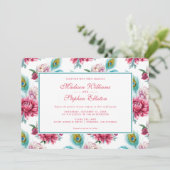 水彩ピーコック&レッドフローラ-結婚's 招待状 (スタンド正面)