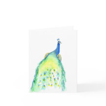 水彩ピーコッ絵を描クノートカード 