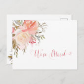 水彩ピーチとピンクの引っ越しました発表 ポストカード (正面/裏面)