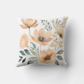 水彩ピーチイエローフラワーズボタニカルフローラ クッション (裏面)