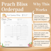 水彩ピーチケーキベーカリーレシートメモ帳 ノートパッド