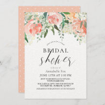 水彩ピーチバラバーチャルフローラブライダルシャワー