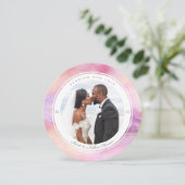 水彩ピーチピンクパープルアガテラウンドカード シーズンカード (スタンド正面)