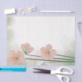 水彩ピーチピンクフラワーフローラデカップージ 薄葉紙 (クラフト)