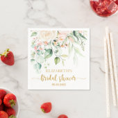 水彩ピーチピンク赤面フラワーブライダルシャワー スタンダードカクテルナプキン (インサイチュ)