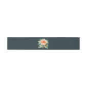 水彩ピーチフラワーオンティール（緑がかった色） 招待状ベリーバンド (フラット)