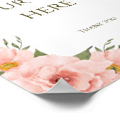 水彩ピーチフローラカスタマイズ可能ポスター ポスター (角)