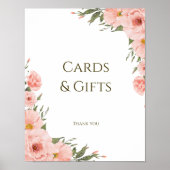 水彩ピーチフローラカスタマイズ可能ポスター ポスター (正面)