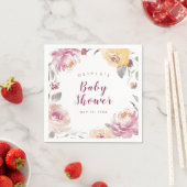 水彩ピーチフローラベビーシャワー スタンダードカクテルナプキン (インサイチュ)