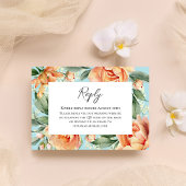 水彩ピーチフローラ結婚の返信 出欠カード