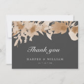 水彩ピーチベージュグレーフローラありがとう 招待状 (正面)