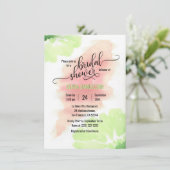 水彩ピーチミントグリーンズ結婚ブライダルシャワー 招待状 (スタンド正面)