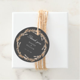 水彩ピーチ/ベージュグレーフローラリース結婚ズ フェイバータグ