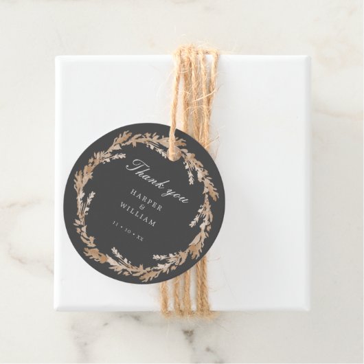 水彩ピーチ/ベージュグレーフローラリース結婚ズ フェイバータグ (インサイチュ)