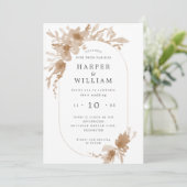 水彩ピーチ/ベージュフローラオブロンのフレームの素地 招待状 (スタンド正面)