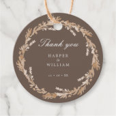 水彩ピーチ/ベージュブラウンフローラリース結婚ズ フェイバータグ (正面)