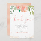 水彩ピーニーユーカリプスグリーンエリーありがとう サンキューカード (正面/裏面)