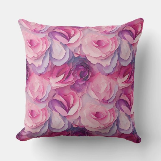 水彩ピ鮮やかク絵を描ク春の花 クッション (正面)