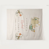 水彩ファコアール フラワーティーパーティー ブライダルシャワー タペストリー (正面(横))